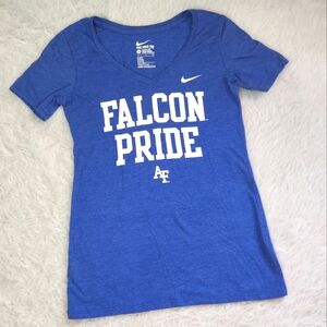 Nike Air Force Falcons vneck tshirt women's blue white small
